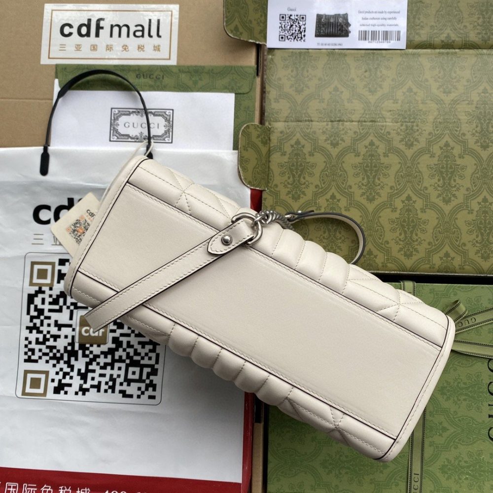 1:1 Replica Gucci GG Marmont Small Tote Bag White Matelasses For Women 10.4in/26.5cm GG - Image 6