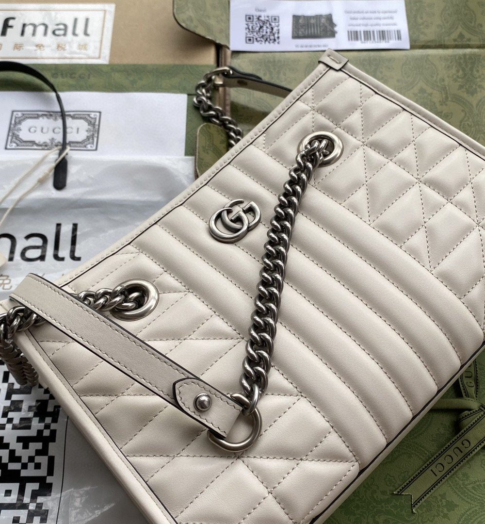 1:1 Replica Gucci GG Marmont Small Tote Bag White Matelasses For Women 10.4in/26.5cm GG