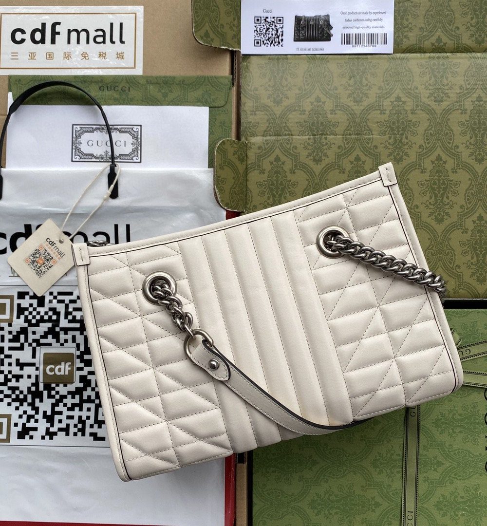 1:1 Replica Gucci GG Marmont Small Tote Bag White Matelasses For Women 10.4in/26.5cm GG