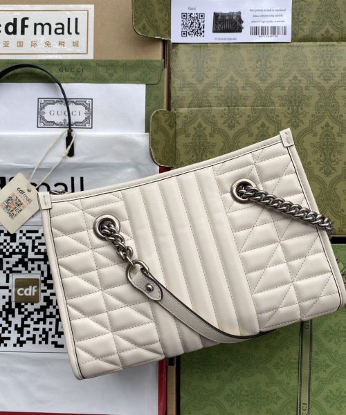 1:1 Replica Gucci GG Marmont Small Tote Bag White Matelasses For Women 10.4in/26.5cm GG