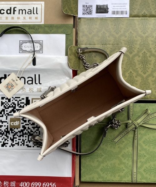 1:1 Replica Gucci GG Marmont Small Tote Bag White Matelasses For Women 10.4in/26.5cm GG