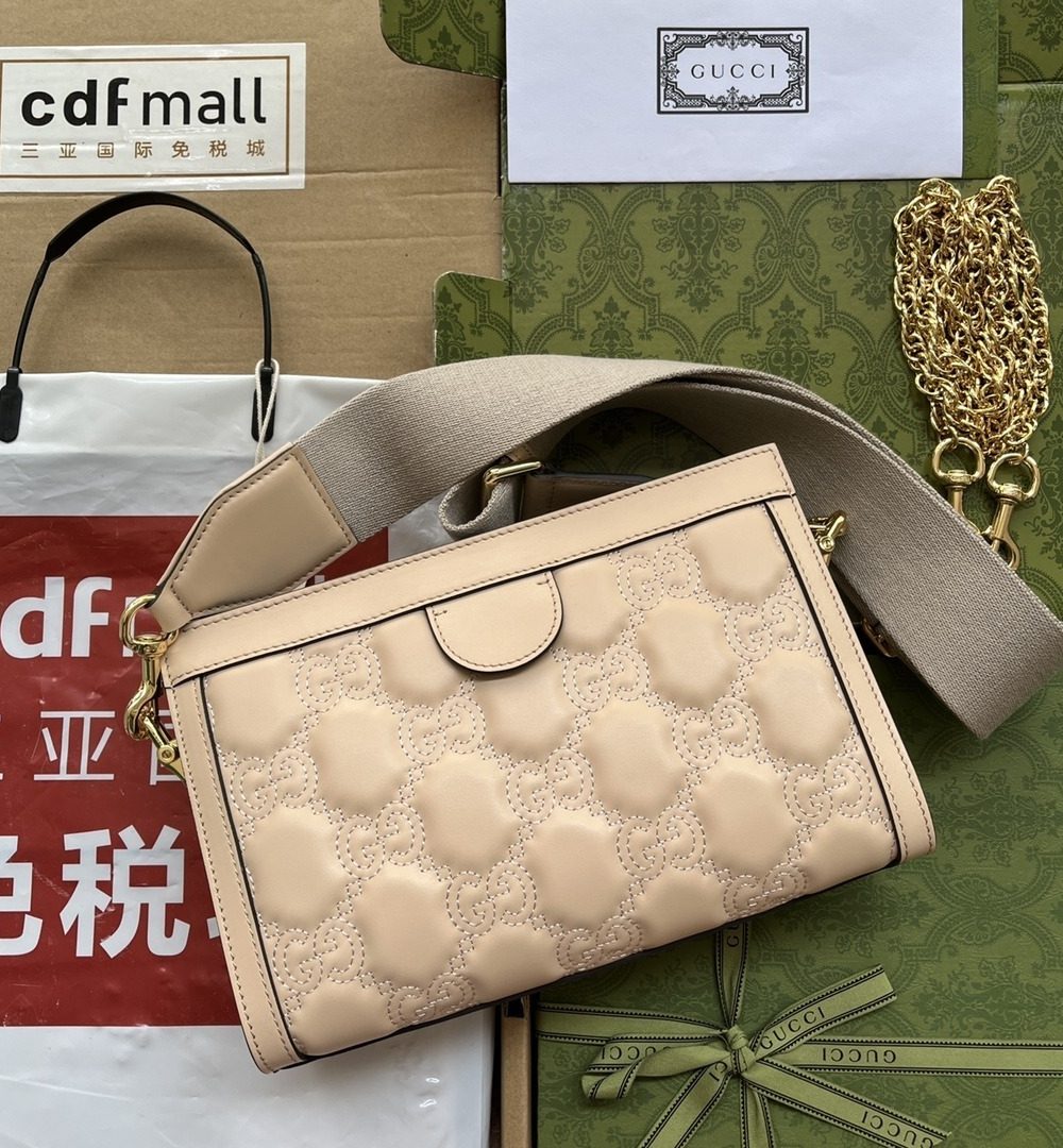 1:1 Replica Gucci GG Matelassé Small Bag Beige For Women, Women's Bags 10.2in/26cm GG‎ ‎