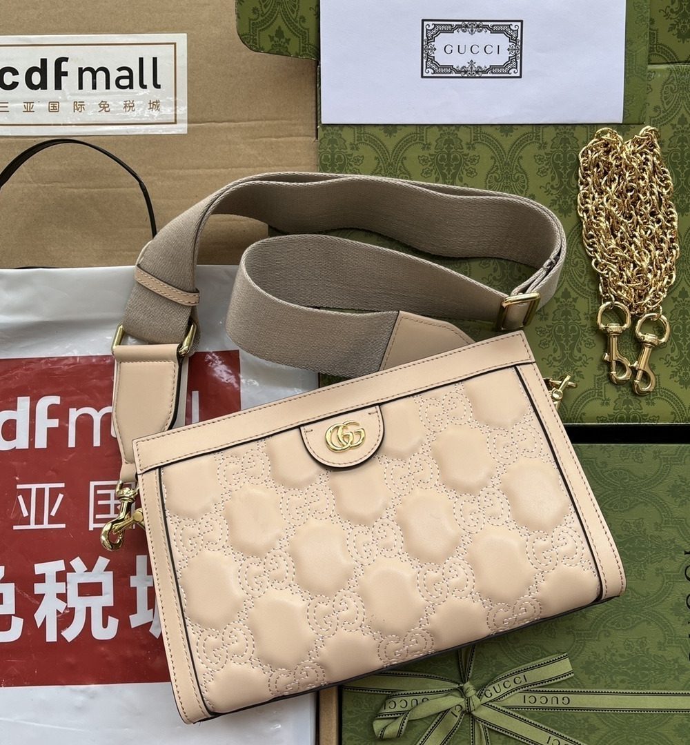 1:1 Replica Gucci GG Matelassé Small Bag Beige For Women, Women's Bags 10.2in/26cm GG‎ ‎
