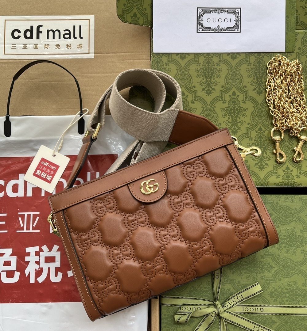 1:1 Replica Gucci GG Matelassé Small Bag Brown For Women, Women's Bags 10.2in/26cm GG‎ 702200 UM8HG 2595