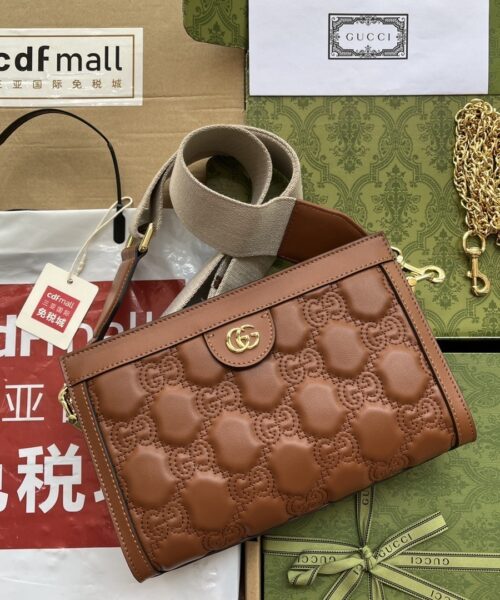 1:1 Replica Gucci GG Matelassé Small Bag Brown For Women, Women's Bags 10.2in/26cm GG‎ 702200 UM8HG 2595