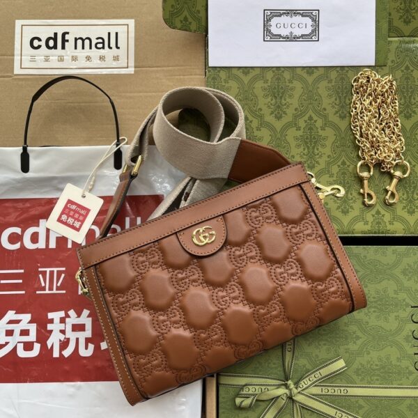 1:1 Replica Gucci GG Matelassé Small Bag Brown For Women, Women's Bags 10.2in/26cm GG‎ 702200 UM8HG 2595