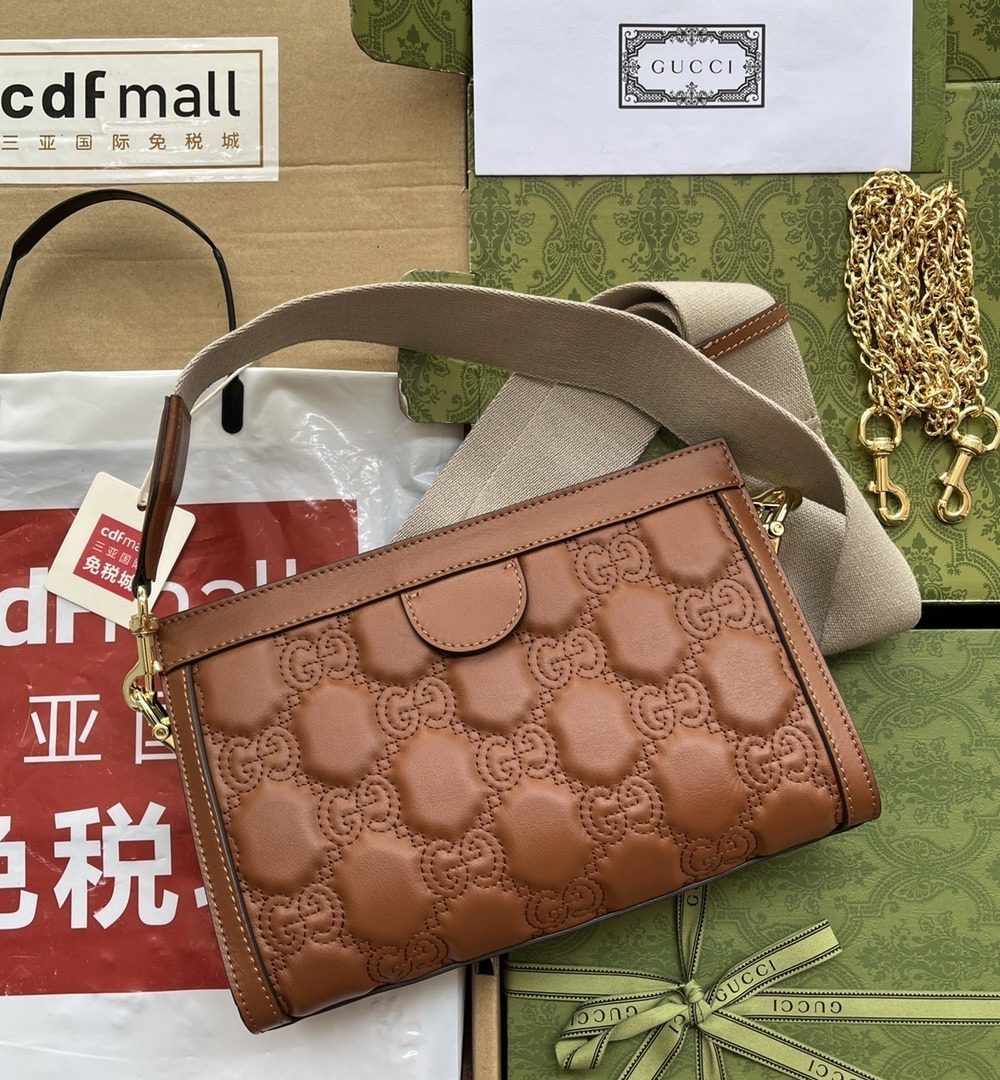 1:1 Replica Gucci GG Matelassé Small Bag Brown For Women, Women's Bags 10.2in/26cm GG‎ 702200 UM8HG 2595