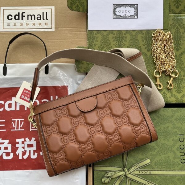 1:1 Replica Gucci GG Matelassé Small Bag Brown For Women, Women's Bags 10.2in/26cm GG‎ 702200 UM8HG 2595