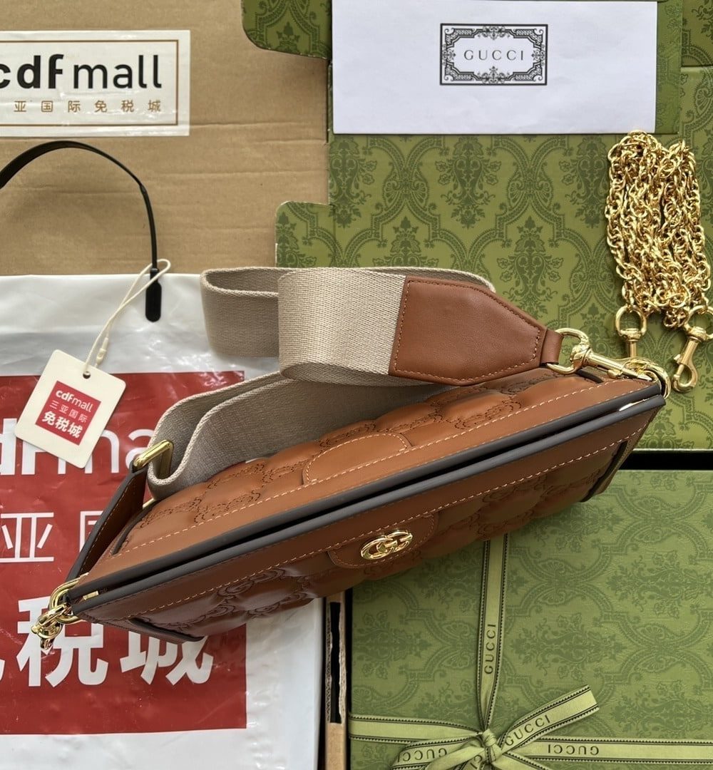 1:1 Replica Gucci GG Matelassé Small Bag Brown For Women, Women's Bags 10.2in/26cm GG‎ 702200 UM8HG 2595