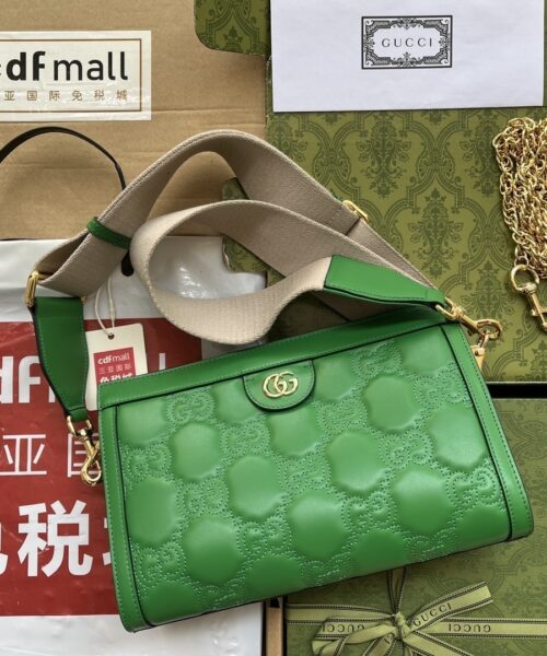 1:1 Replica Gucci GG Matelassé Small Bag Green For Women, Women's Bags 10.2in/26cm GG‎