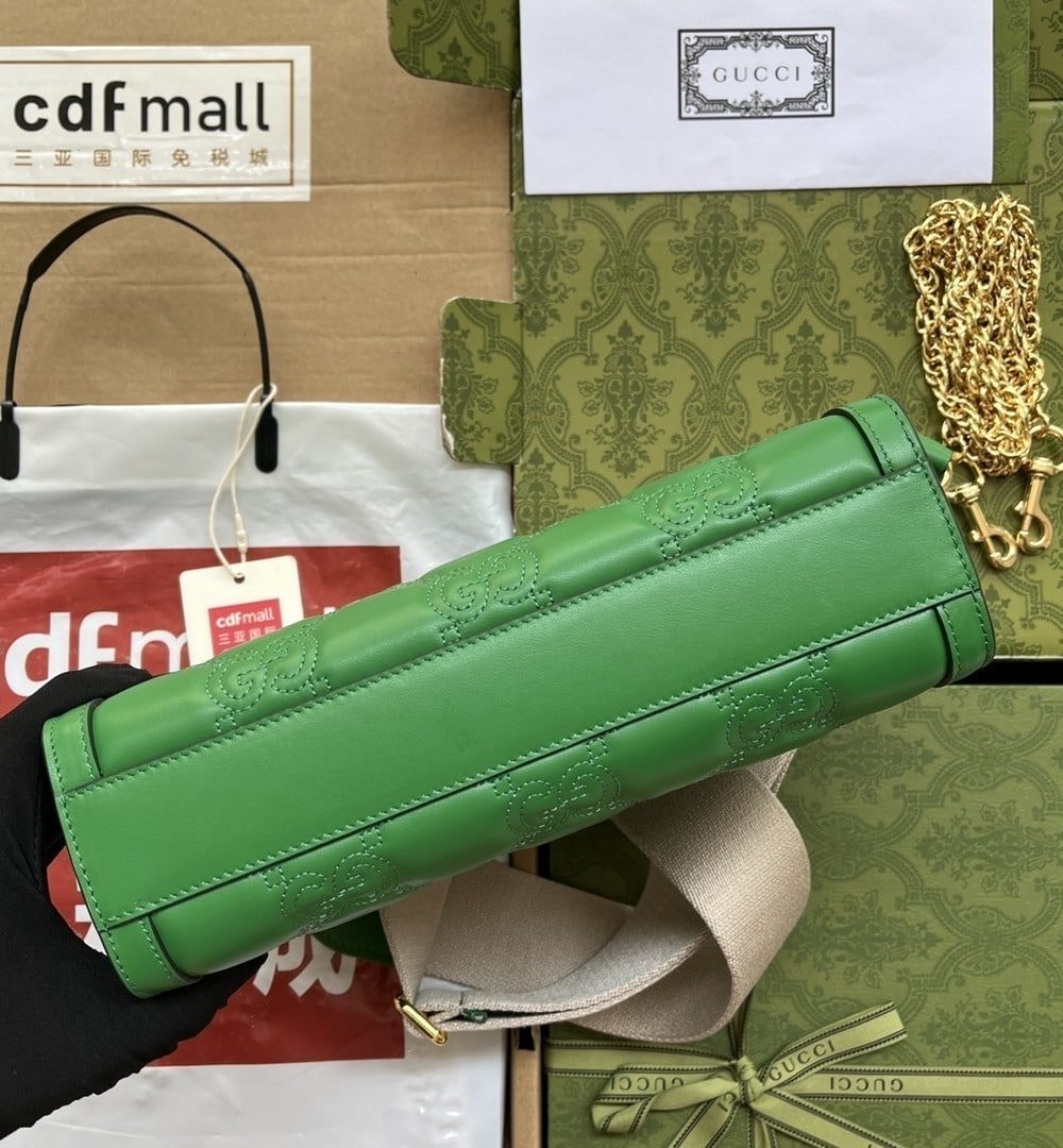 1:1 Replica Gucci GG Matelassé Small Bag Green For Women, Women's Bags 10.2in/26cm GG‎