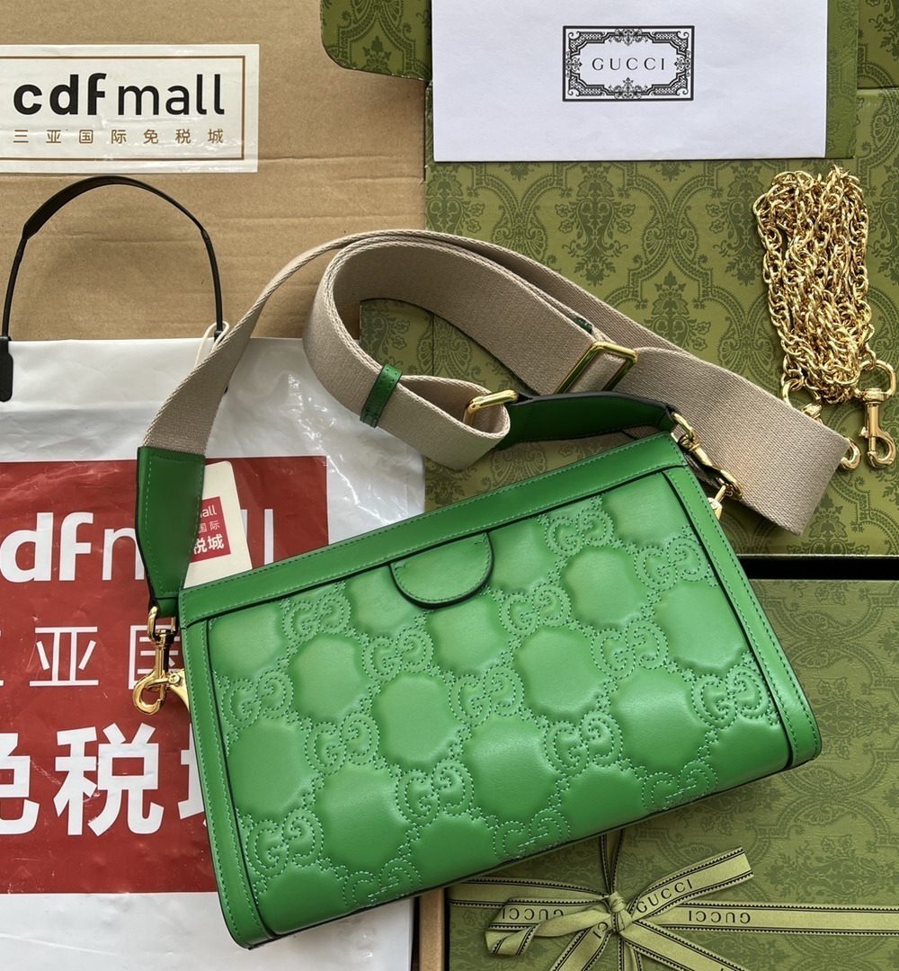 1:1 Replica Gucci GG Matelassé Small Bag Green For Women, Women's Bags 10.2in/26cm GG‎