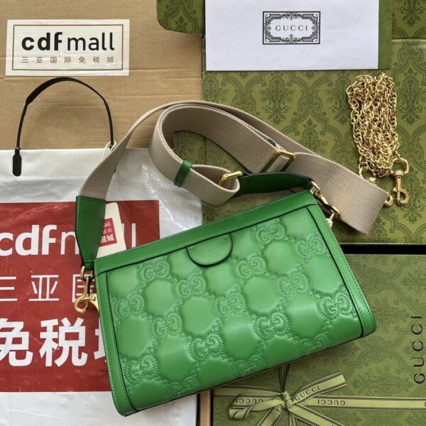 1:1 Replica Gucci GG Matelassé Small Bag Green For Women, Women's Bags 10.2in/26cm GG‎
