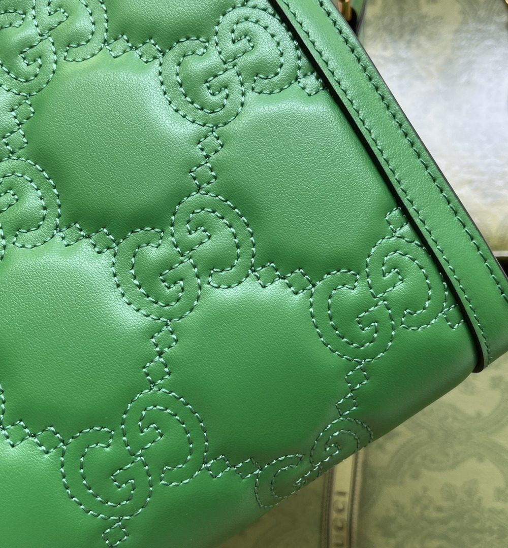 1:1 Replica Gucci GG Matelassé Small Bag Green For Women, Women's Bags 10.2in/26cm GG‎