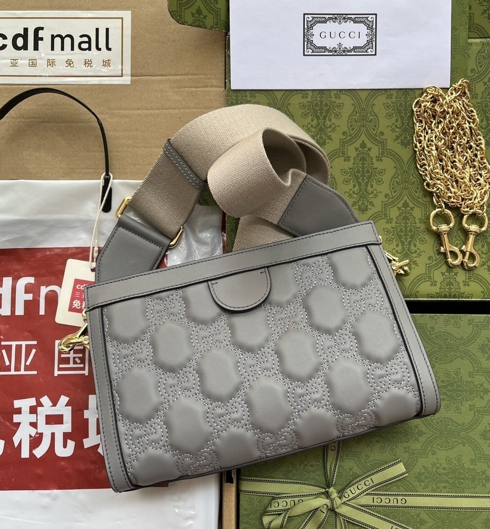 1:1 Replica Gucci GG Matelassé Small Bag Grey For Women, Women's Bags 10.2in/26cm GG‎ ‎702200 UM8HG 1563