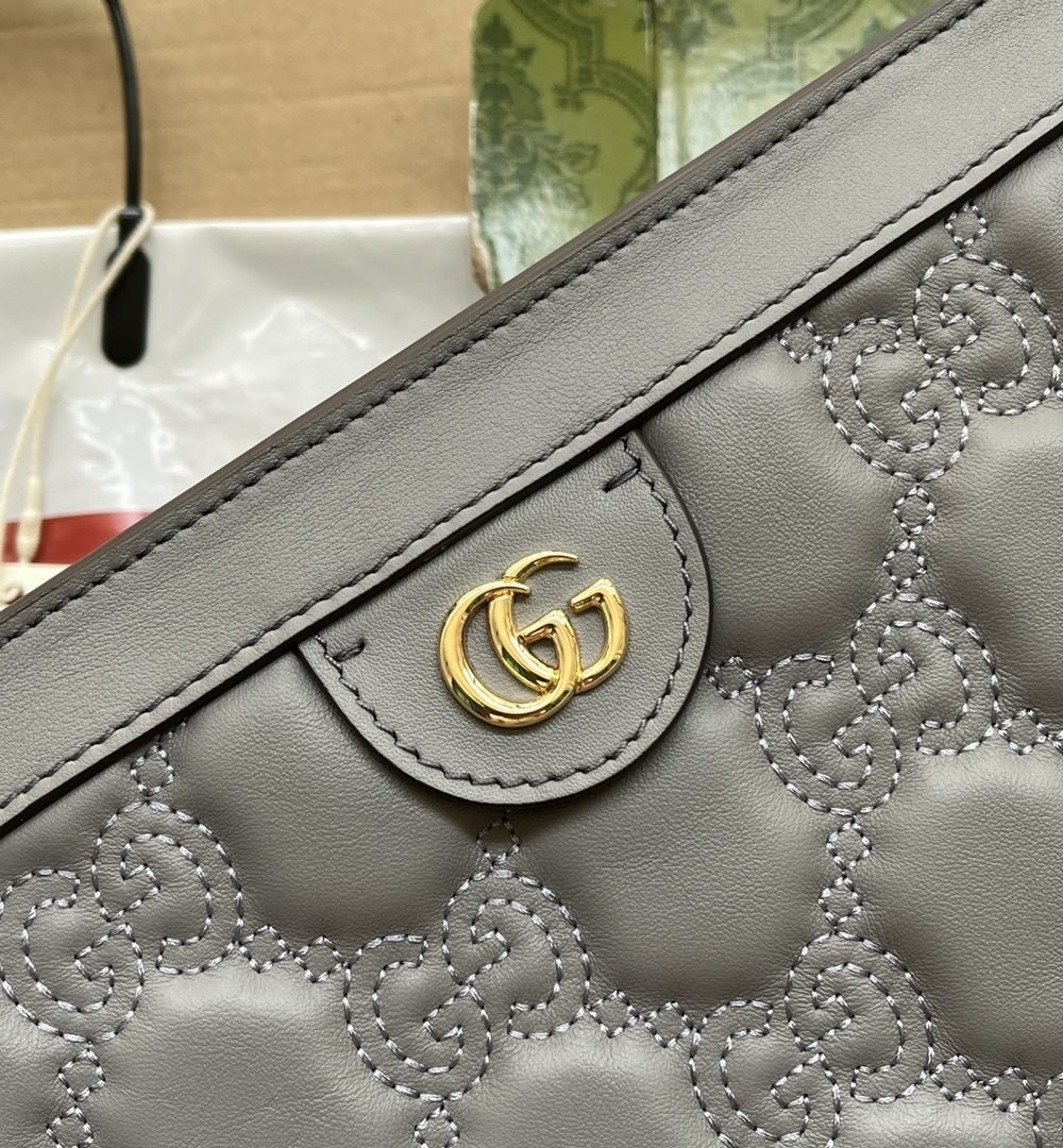 1:1 Replica Gucci GG Matelassé Small Bag Grey For Women, Women's Bags 10.2in/26cm GG‎ ‎702200 UM8HG 1563