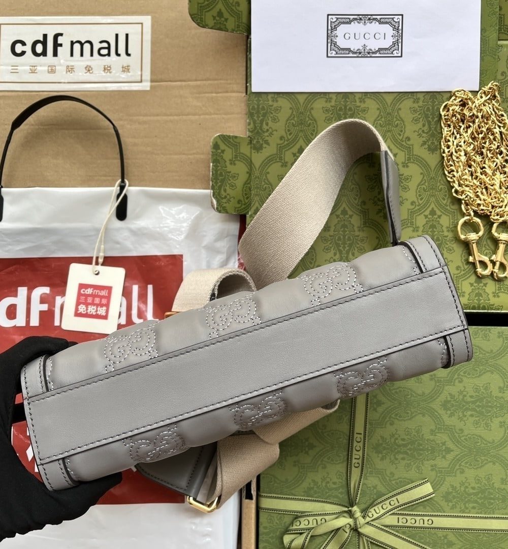 1:1 Replica Gucci GG Matelassé Small Bag Grey For Women, Women's Bags 10.2in/26cm GG‎ ‎702200 UM8HG 1563
