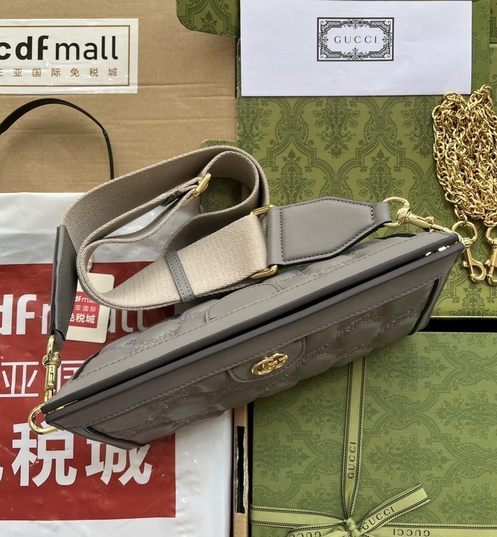 1:1 Replica Gucci GG Matelassé Small Bag Grey For Women, Women's Bags 10.2in/26cm GG‎ ‎702200 UM8HG 1563