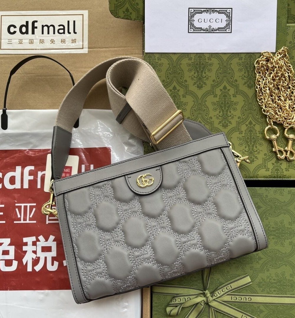 1:1 Replica Gucci GG Matelassé Small Bag Grey For Women, Women's Bags 10.2in/26cm GG‎ ‎702200 UM8HG 1563