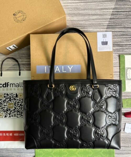 1:1 Replica Gucci GG  Medium Tote Black For Women, Women's Bags 15in/38cm GG ‎631685 UM8IG 1000
