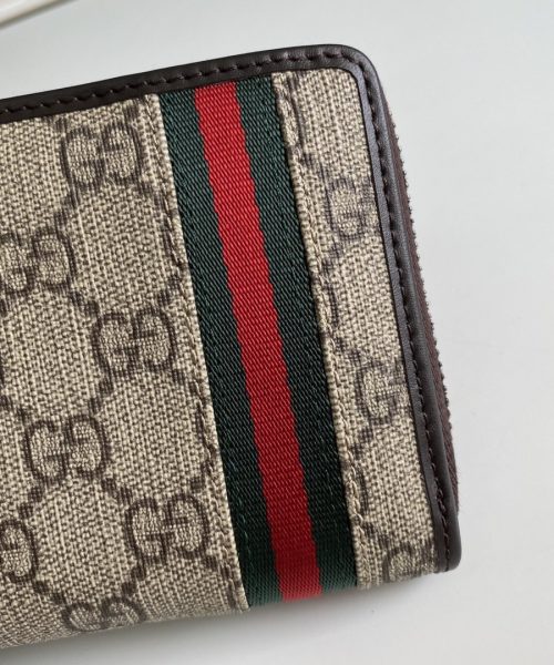 1:1 Replica Gucci GG Supreme Beige Zip Around Wallet For Men, Men's Wallets 19cm/7.5in GG