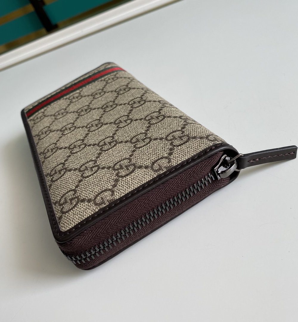 1:1 Replica Gucci GG Supreme Beige Zip Around Wallet For Men, Men's Wallets 19cm/7.5in GG