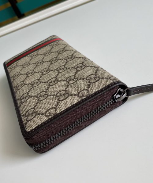 1:1 Replica Gucci GG Supreme Beige Zip Around Wallet For Men, Men's Wallets 19cm/7.5in GG