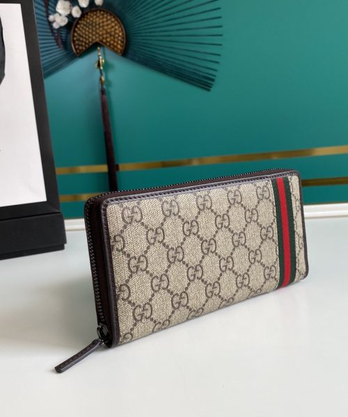 1:1 Replica Gucci GG Supreme Beige Zip Around Wallet For Men, Men's Wallets 19cm/7.5in GG