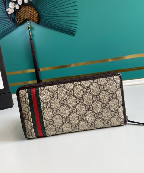 1:1 Replica Gucci GG Supreme Beige Zip Around Wallet For Men, Men's Wallets 19cm/7.5in GG