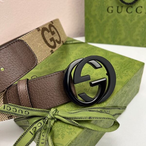 1:1 Replica Gucci GG Supreme Belt With G Buckle Beige/Ebony And Brown GG Supreme Canvas For Women, Women Belt