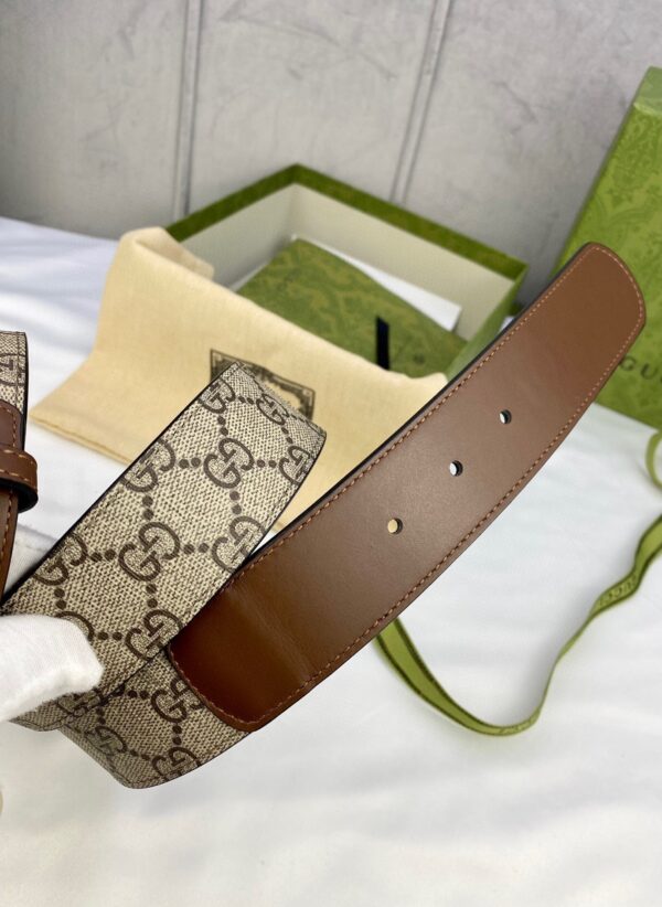 1:1 Replica Gucci GG Supreme Belt With G Buckle Beige/Ebony And Brown GG Supreme Canvas For Women, Women Belt