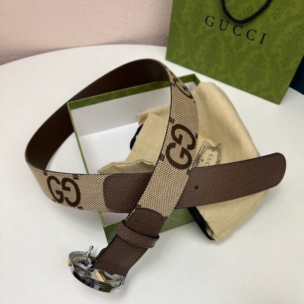 1:1 Replica Gucci GG Supreme Belt With G Buckle Beige/Ebony And Brown GG Supreme Canvas For Women, Women Belt