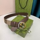 1:1 Replica Gucci GG Supreme Belt With G Buckle Beige/Ebony And Brown GG Supreme Canvas For Women, Women Belt