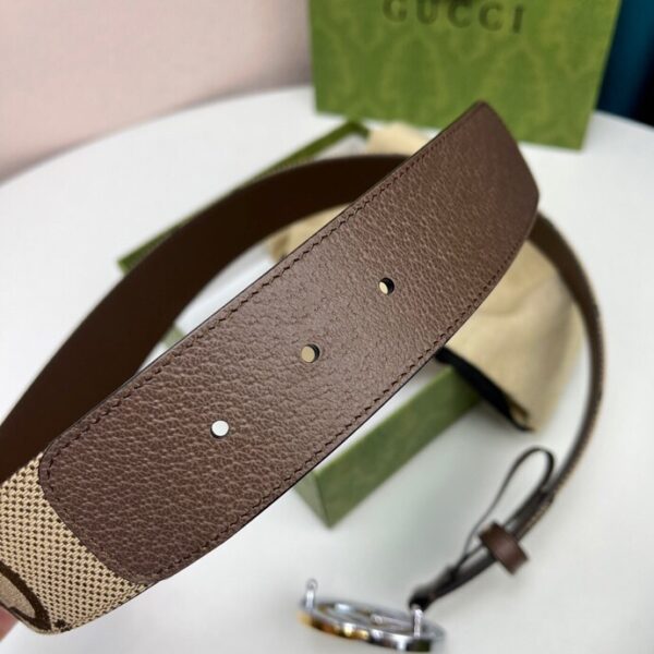 1:1 Replica Gucci GG Supreme Belt With G Buckle Beige/Ebony And Brown GG Supreme Canvas For Women, Women Belt