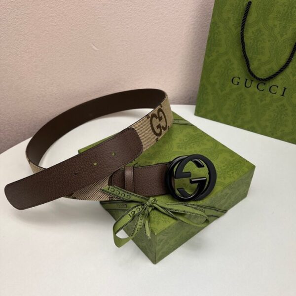 1:1 Replica Gucci GG Supreme Belt With G Buckle Beige/Ebony And Brown GG Supreme Canvas For Women, Women Belt
