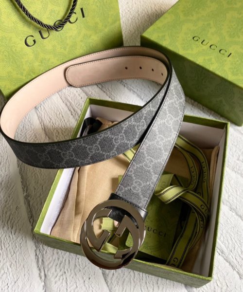 1:1 Replica Gucci GG Supreme Belt With G Buckle Black/Grey, Women Belt 411924