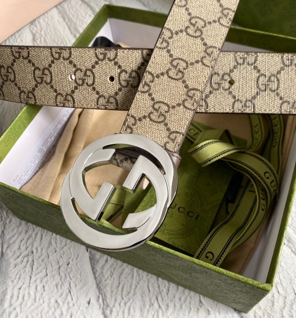 1:1 Replica Gucci GG Supreme Belt With G Buckle Brown, Women Belt 411924 KGDHN 9643