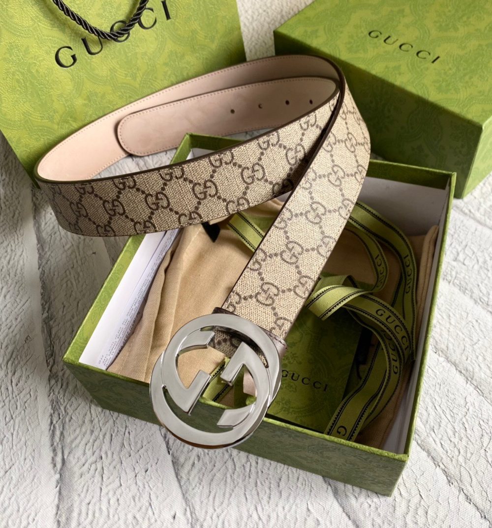 1:1 Replica Gucci GG Supreme Belt With G Buckle Brown, Women Belt 411924 KGDHN 9643