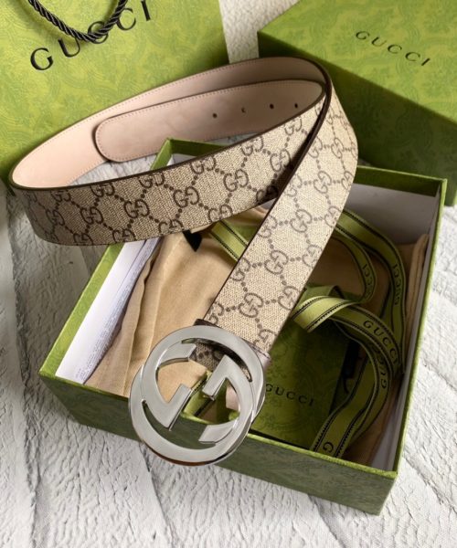 1:1 Replica Gucci GG Supreme Belt With G Buckle Brown, Women Belt ‎411924 KGDHN 9643