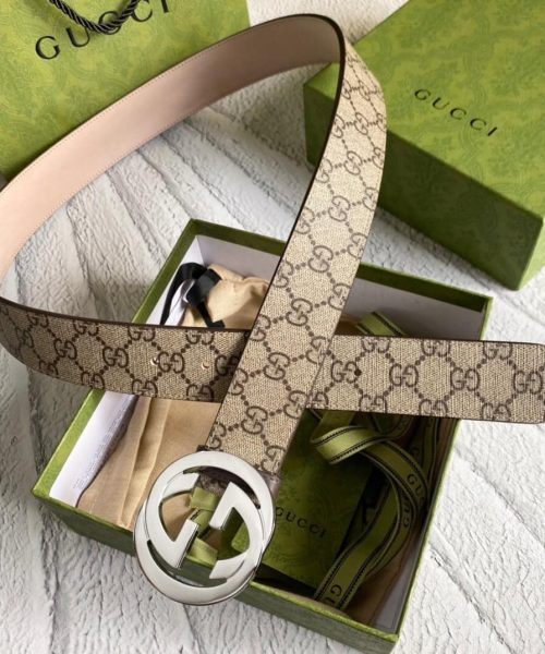 1:1 Replica Gucci GG Supreme Belt With G Buckle Brown, Women Belt ‎411924 KGDHN 9643