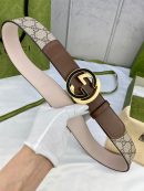 1:1 Replica Gucci GG Supreme Belt With Interlocking G Buckle Beige/Ebony And Brown GG Supreme Canvas For Women, Women Belt