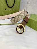 1:1 Replica Gucci GG Supreme Belt With Interlocking G Buckle Beige/Ebony And Brown GG Supreme Canvas For Women, Women Belt