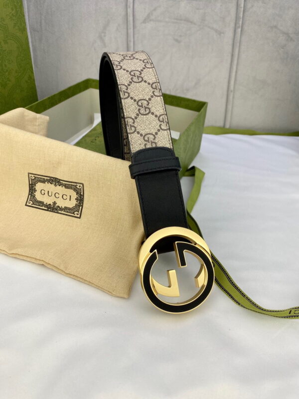 1:1 Replica Gucci GG Supreme Belt With Interlocking G Buckle Beige/Ebony GG Supreme And Black For Women, Women Belt