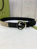1:1 Replica Gucci GG Supreme Belt With Interlocking G Buckle Beige/Ebony GG Supreme And Black For Women, Women Belt