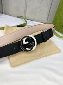 1:1 Replica Gucci GG Supreme Belt With Interlocking G Buckle Beige/Ebony GG Supreme And Black For Women, Women Belt