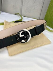1:1 Replica Gucci GG Supreme Belt With Interlocking G Buckle Beige/Ebony GG Supreme And Black For Women, Women Belt