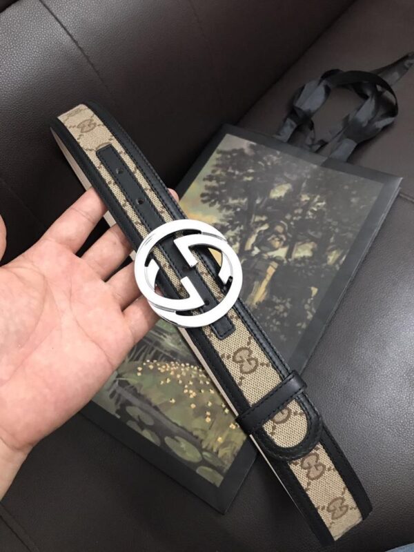 1:1 Replica Gucci GG Supreme Belt With Interlocking G Buckle Beige/Ebony GG Supreme Canvas For Women, Women Belt