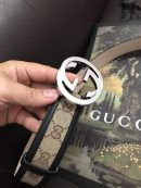 1:1 Replica Gucci GG Supreme Belt With Interlocking G Buckle Beige/Ebony GG Supreme Canvas For Women, Women Belt