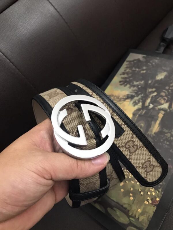1:1 Replica Gucci GG Supreme Belt With Interlocking G Buckle Beige/Ebony GG Supreme Canvas For Women, Women Belt