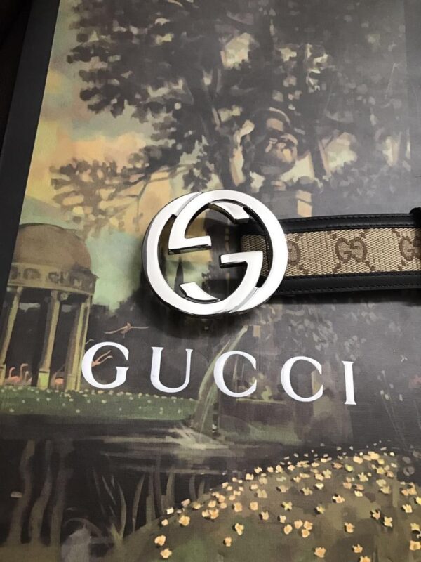 1:1 Replica Gucci GG Supreme Belt With Interlocking G Buckle Beige/Ebony GG Supreme Canvas For Women, Women Belt